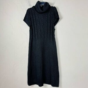 Rabbit‎ Rabbit Rabbit Sweater Dress Mock Turtleneck Cowl Cable Knit Solid Black
